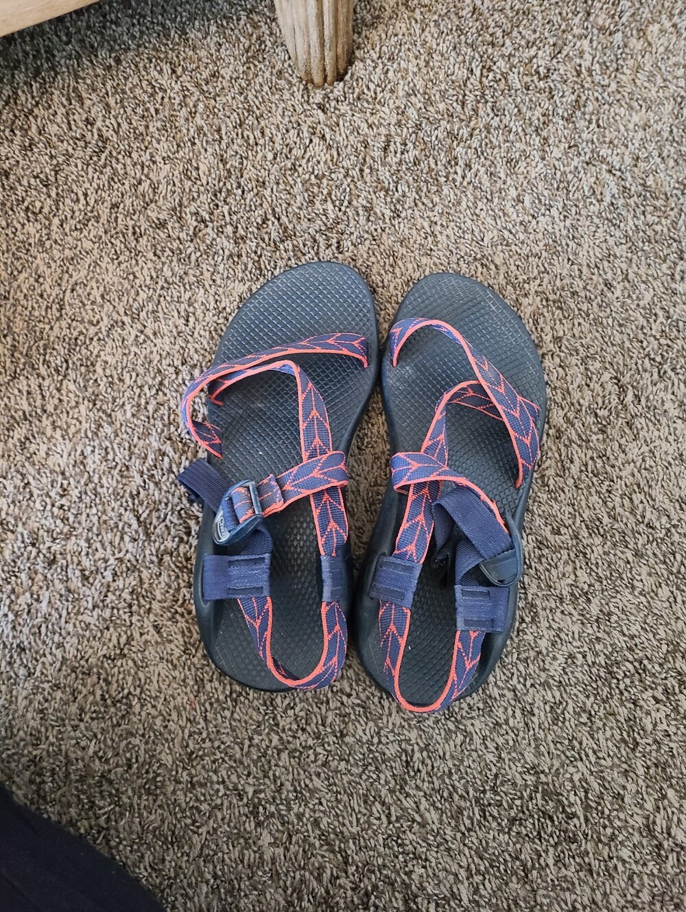 Chaco Black Sandals with Red Accents